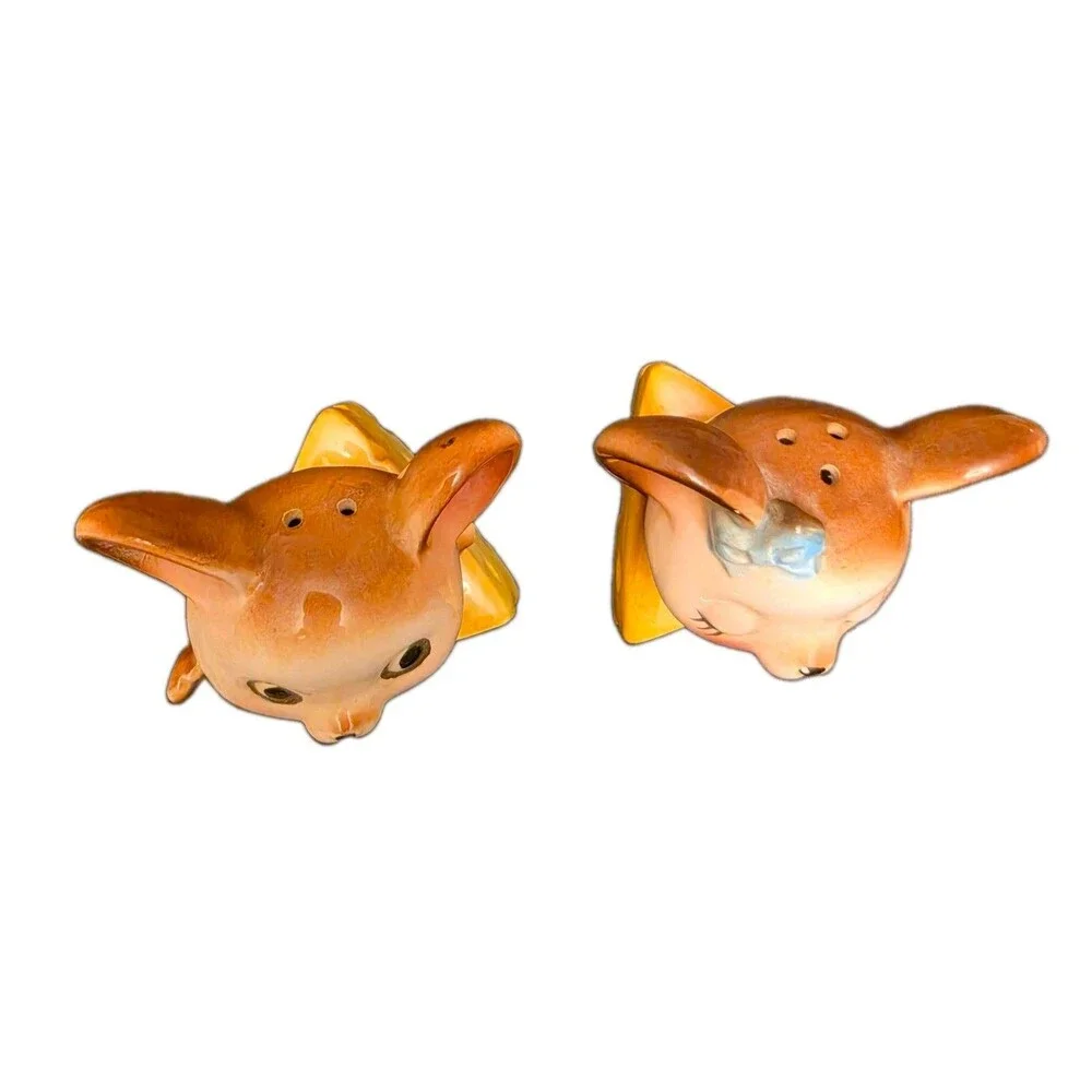 Vintage Mice Cheese Salt Pepper Shakers Japan Ceramic Hand Painted Cute